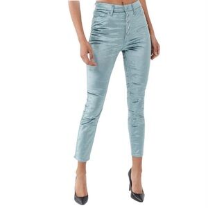 BDG Womens Velvet High-Rise Stairway Pants Size 26 Slim Fit Ankle Turquoise NWT